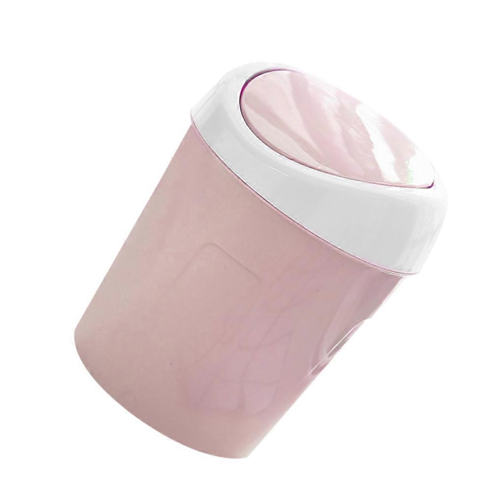 Roll Cover Trash Can Garbage Bin Multi-purpose Waste Basket Accessories Pink