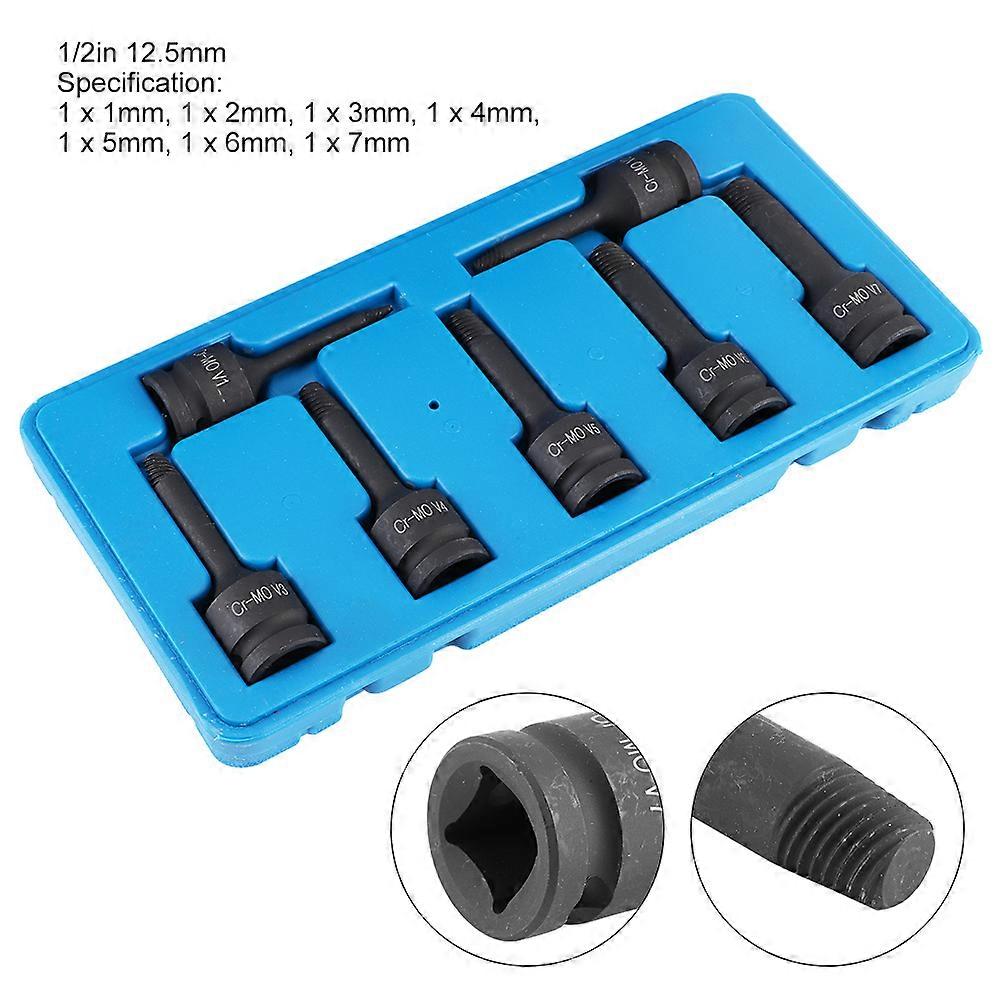7pcs 1/2in Square Head Damaged Bolt Extractor Set, 12.5mm