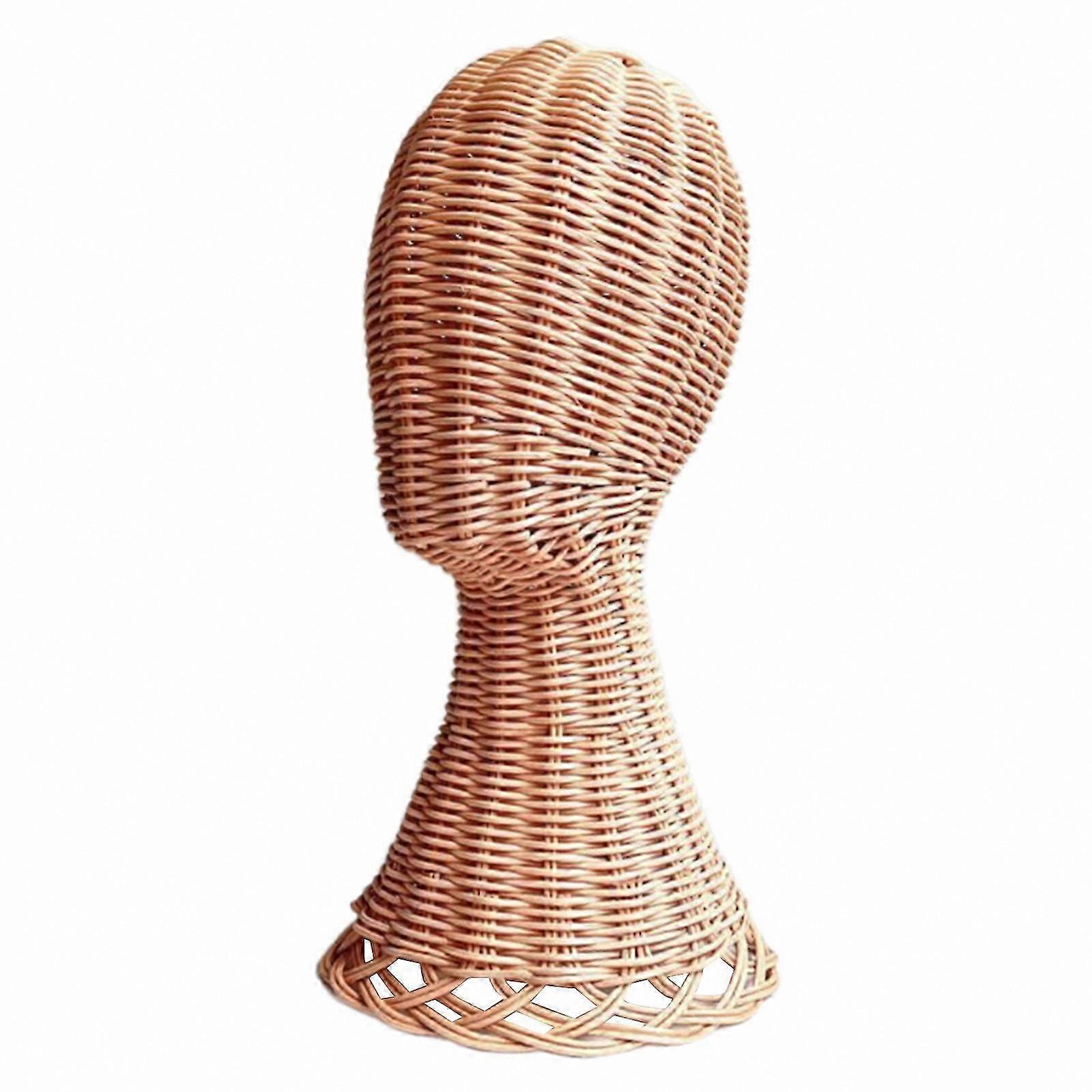 Rattan Mannequin Head for Wig and Hat Display, Styling Tool for Professional Use