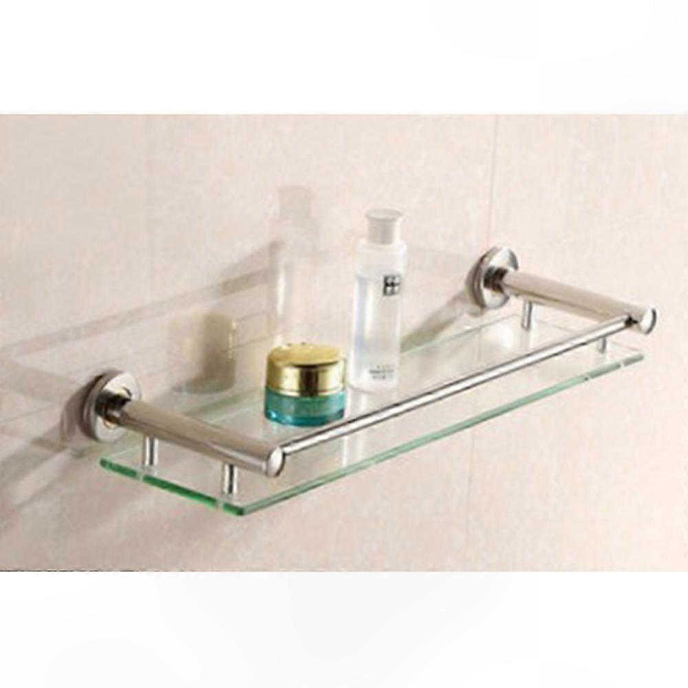 Wall-Mounted Glass Shelf for Bathrooms, 50cm Width, Tempered Glass with Aluminum Frame, Includes Mounting Hardware, Set of 1 or 2