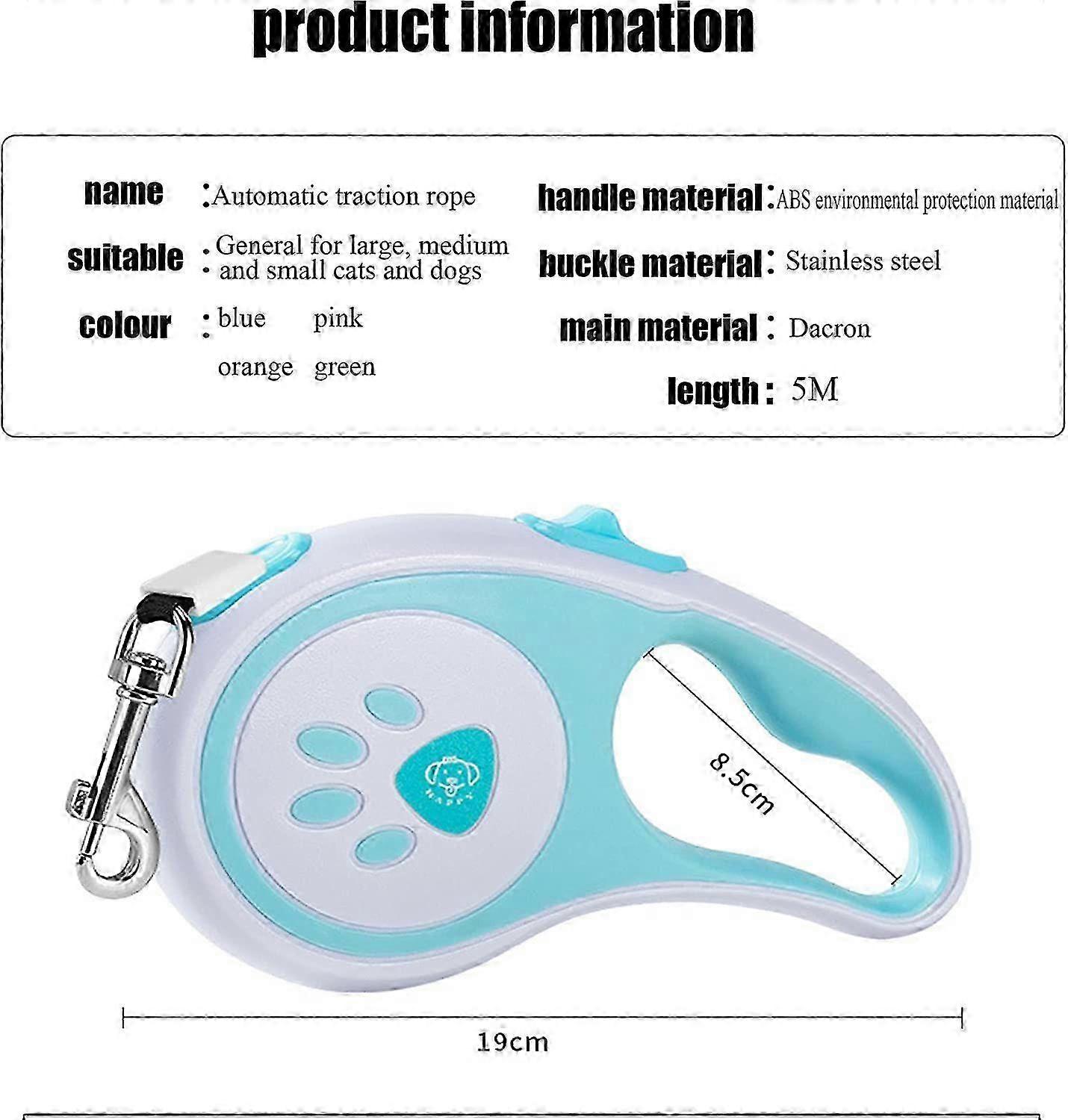 Retractable Dog Lead, Extendable 5m Extendable Dog Lead with Button Break, Lock System, Anti-Slip 2025