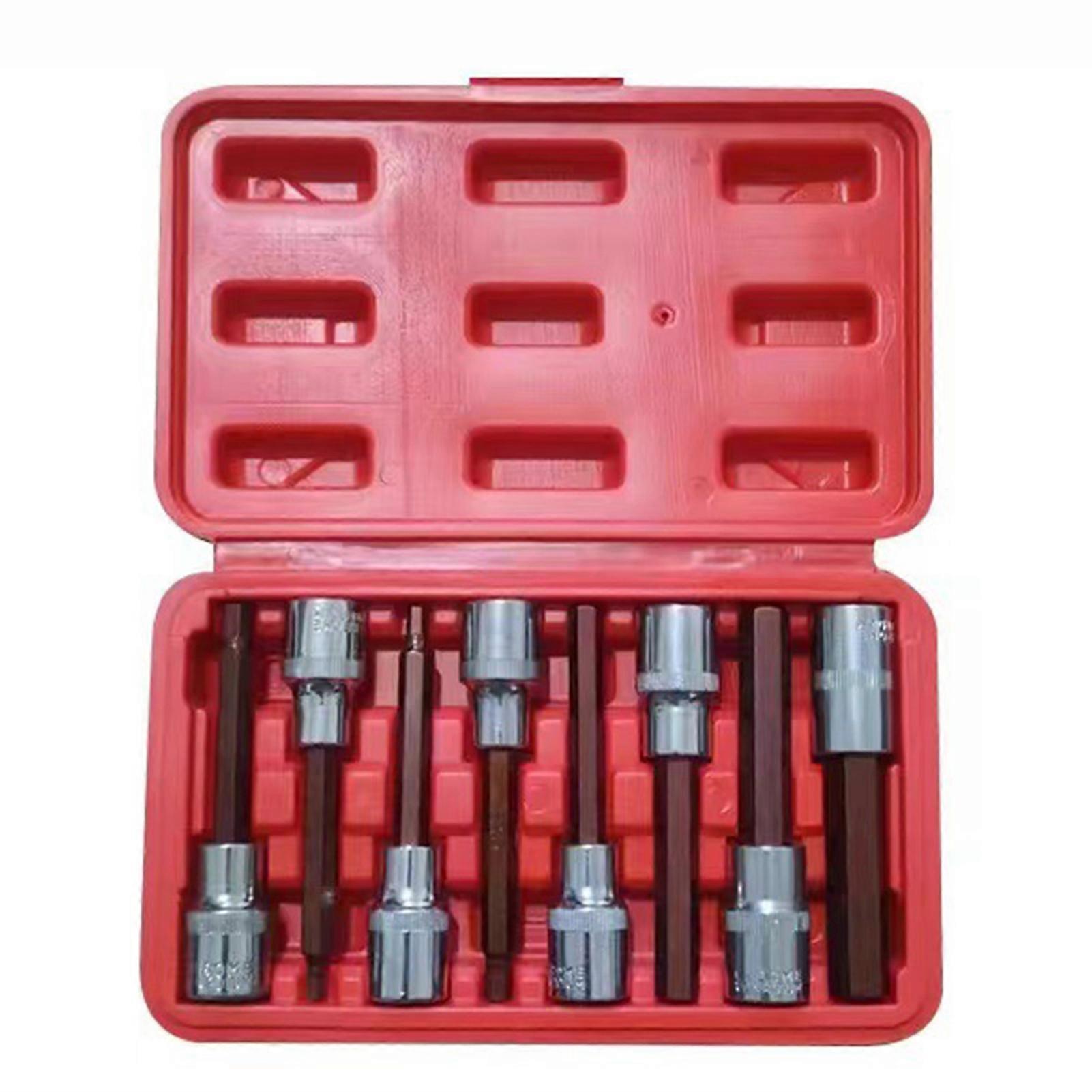 Extra-Long Allen-Hex Bit Socket Set Extended Length for Hard-to-Reach Areas for Workshop Essential