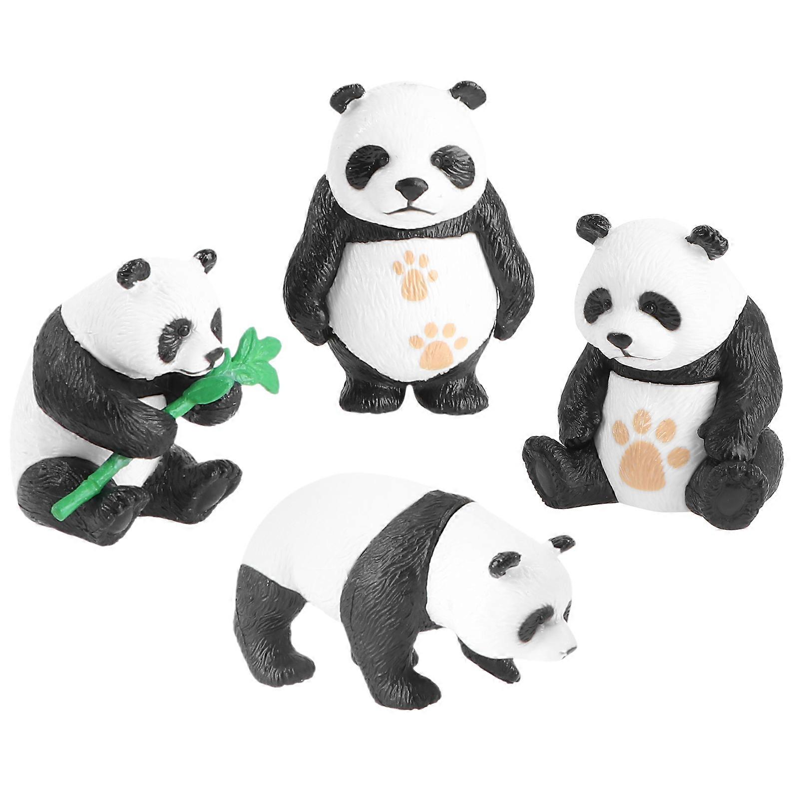 Decorative Panda Models Microlandscape Accessory for Decor 4Pcs Resin Set