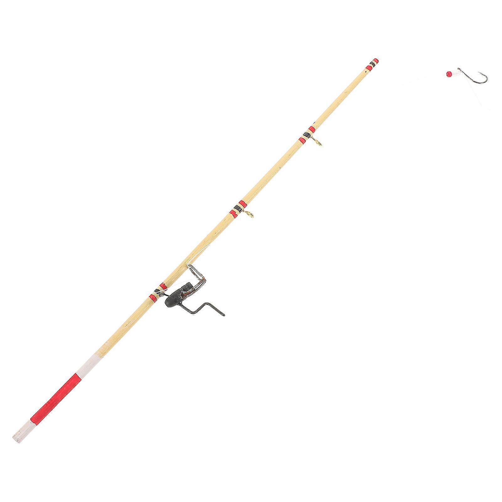 Mini Fishing Pole Toy Model Photography Miniature Scene Collection Khaki Plastic Display 1Set
