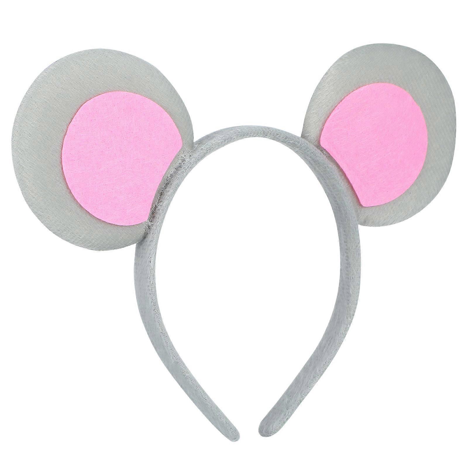 Mouse Headband Animal Ears Headband for Parties 3Pcs Grey Fabric Design