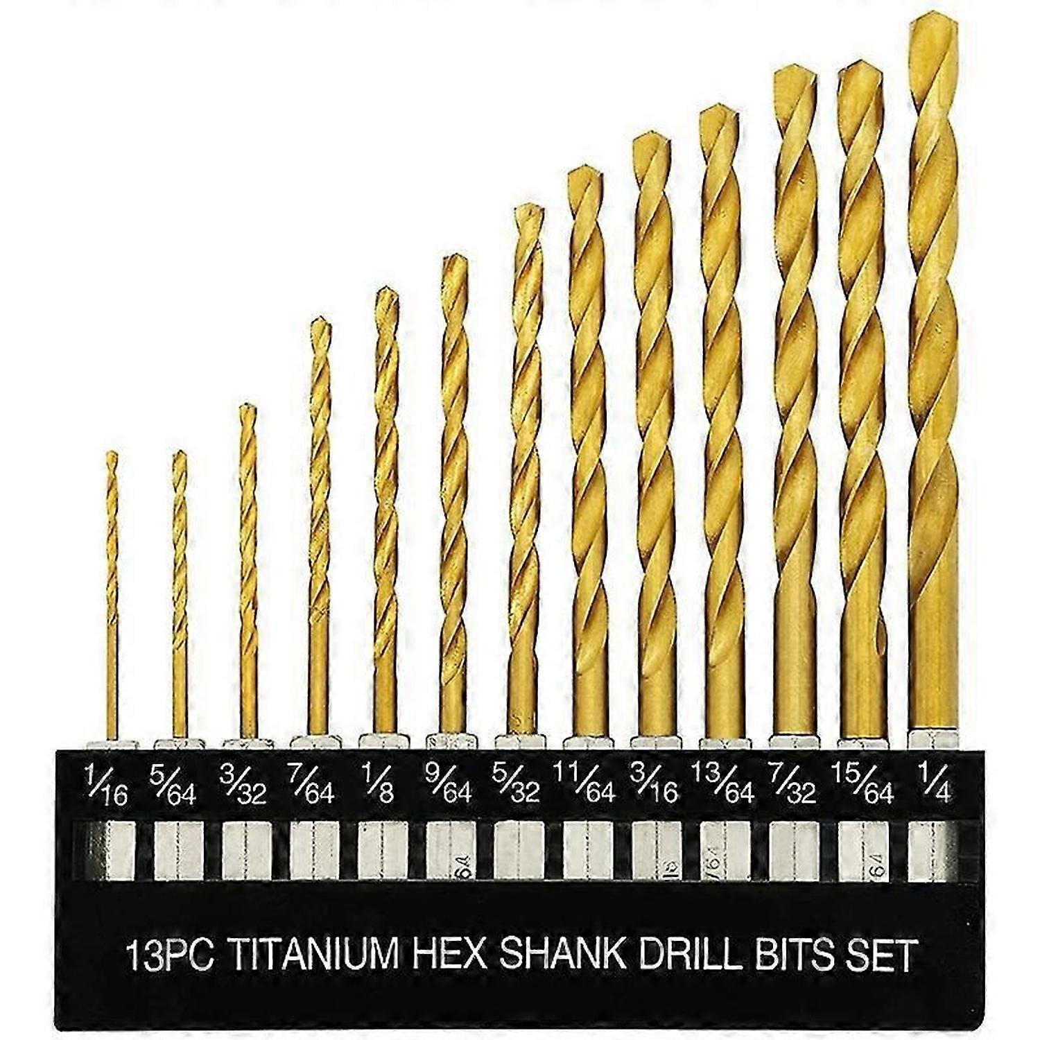 Titanium Hex Drill Bit Set 135 Degree Tip HSS Impact Drill Bit Set for Metal, Wood Quick Change Desi