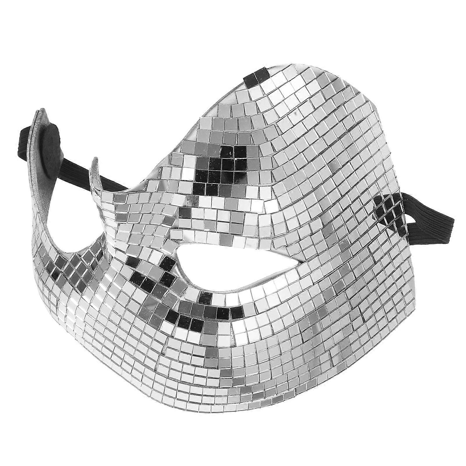 Disco Glitter Mask Half Face Mask for Party Silver Plastic Material