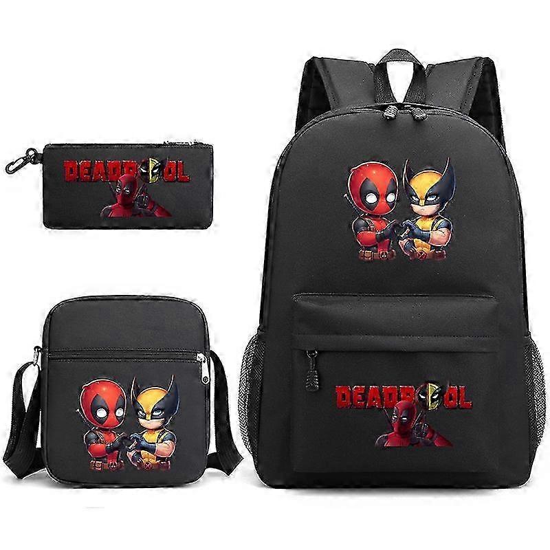 Deadpool & Wolverine School Backpack Set with Pencil Case and Shoulder Bag for Kids