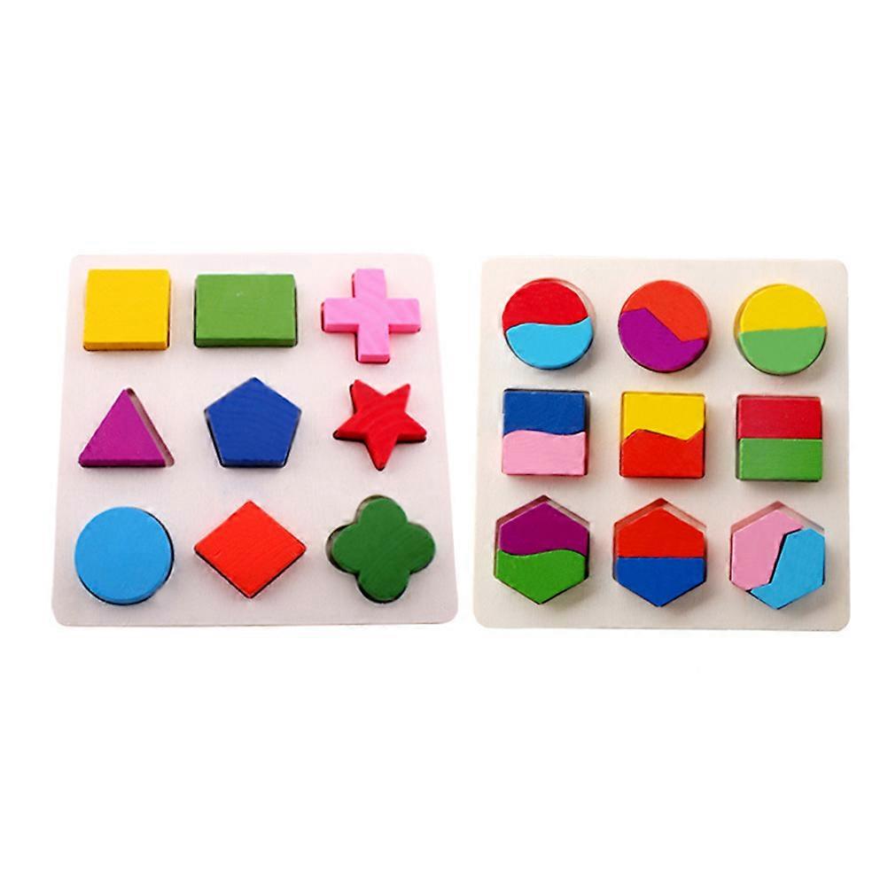 Wooden Jigsaw Puzzle Board for Shape Recognition 2Pcs Learning Toy