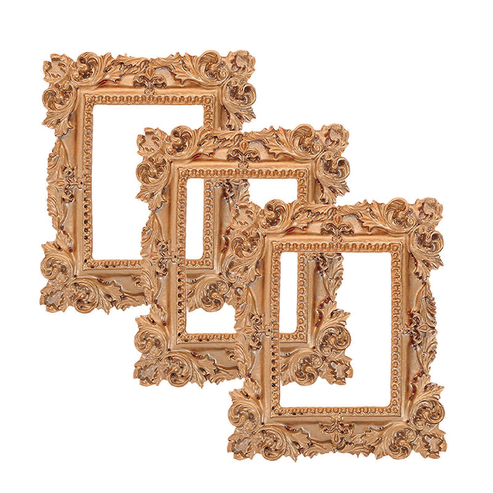 Retro Resin Photo Frame Golden Decorative Frame Prop 6 Pieces