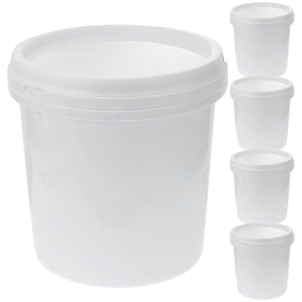 5pcs Plastic Bucket Water Bucket Portable Lidded Bucket Wash Bucket for Farm 1L