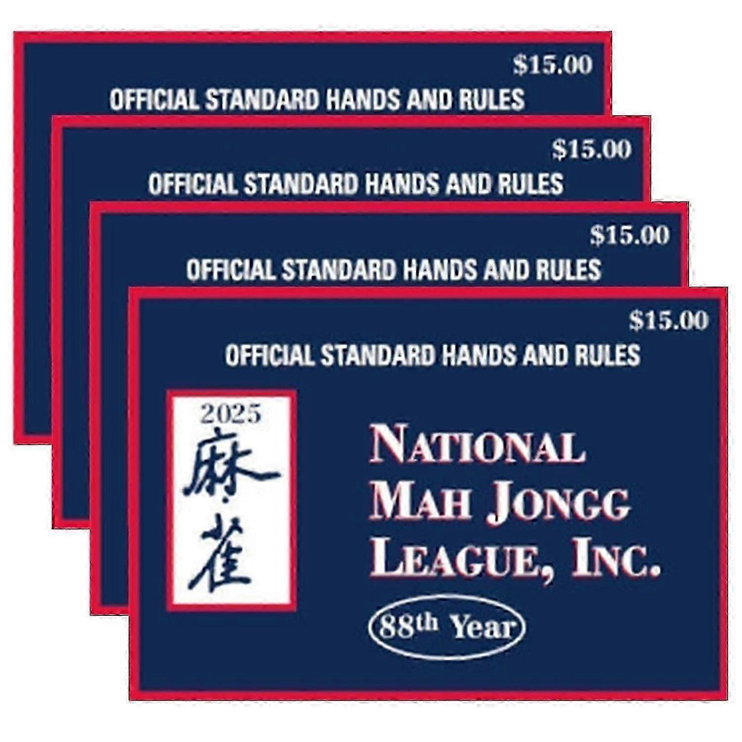 2025 National Mah Jongg League Card, 4Pcs Mahjong Cards Large Size, Official Standard Hands and Rules