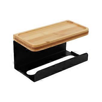 Novo tecido caixa prateleira unhas livre papel higiênico toalha rack estilo simples não- tóxico preto/branco 23.2 x 11 x 12.2cm-- preto
