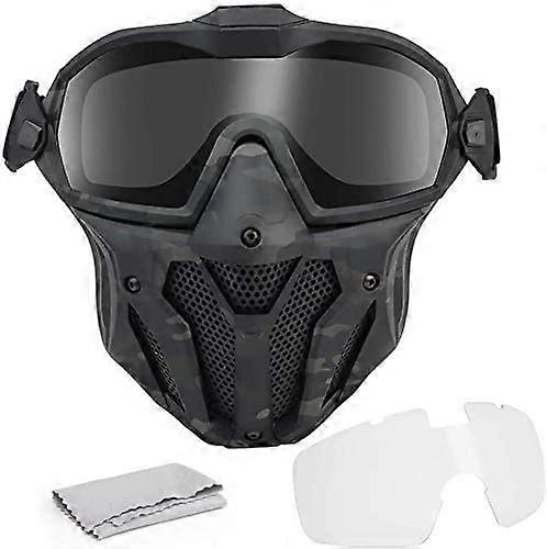 Airsoft Paintball Detachable Goggle Anti Fog Fan System Full Face Protective Breathable Design for CS War Game Combat