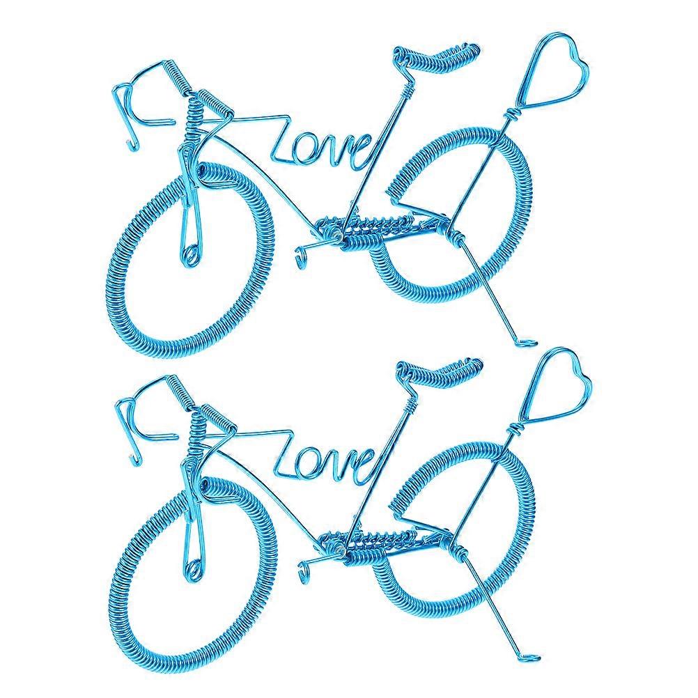 Blue Bicycle Model Alloy Ornament for 4Pcs