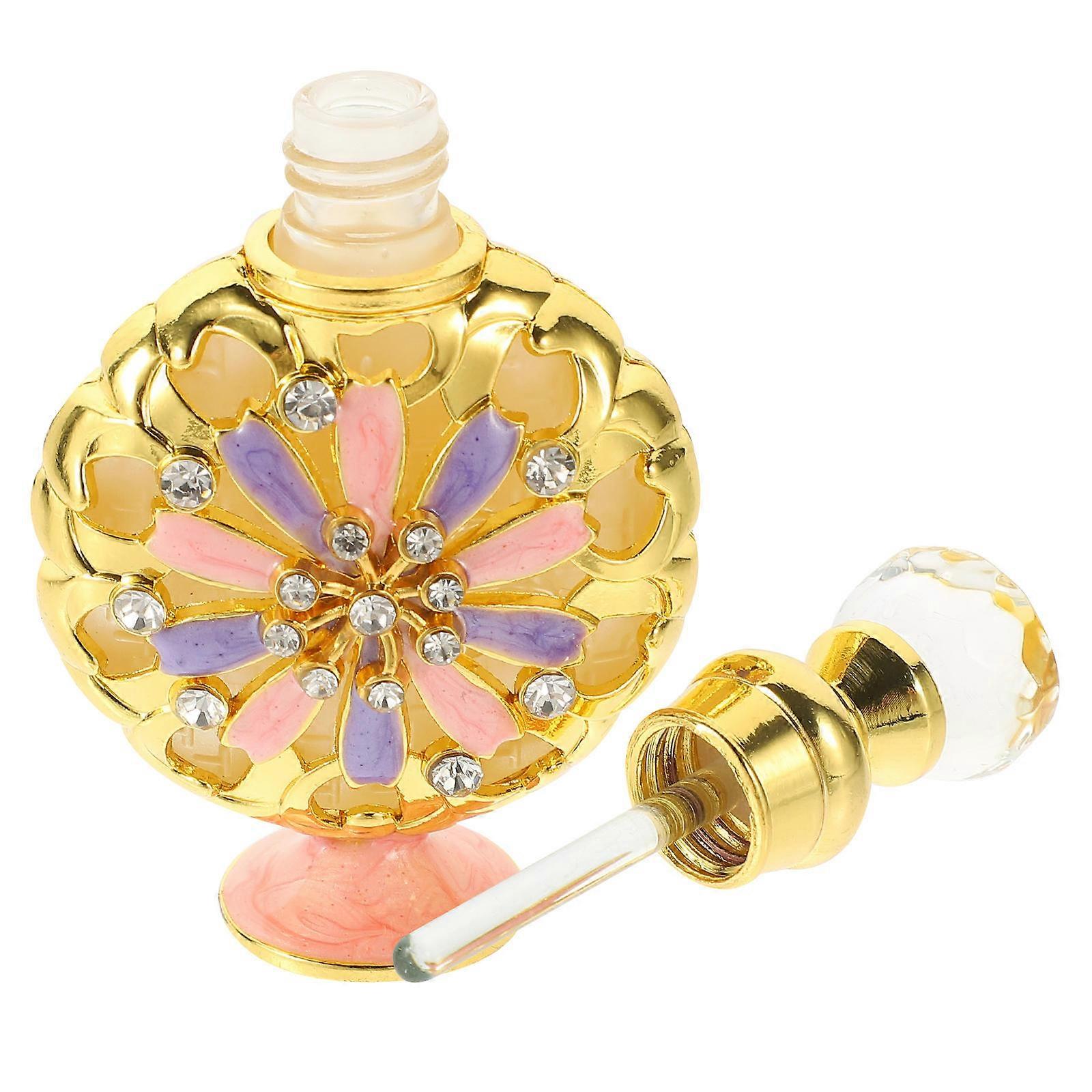 Empty Perfume Bottle Glass Travel for Storage Use 4Pcs Golden Bottle