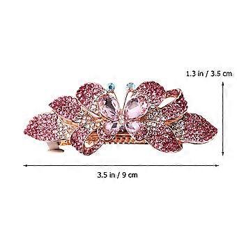 Pink Bowknot Spring Hairpins for Women 1 Piece Elegant Hair Bun Clips