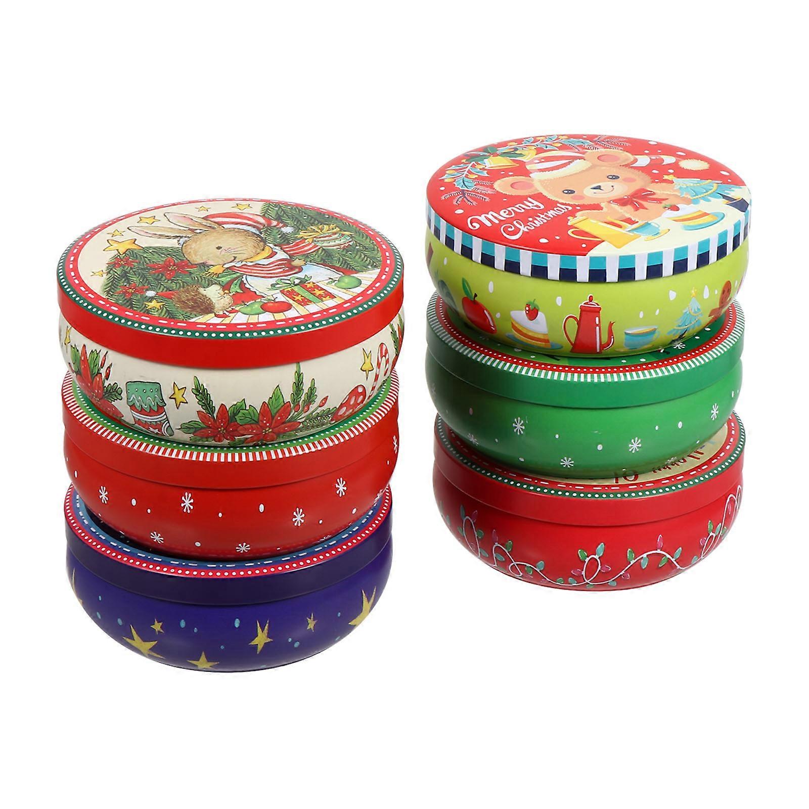 Candy Packing Boxes Christmas Decors Storage Holders Assorted Color Drum Shape 12 Pcs
