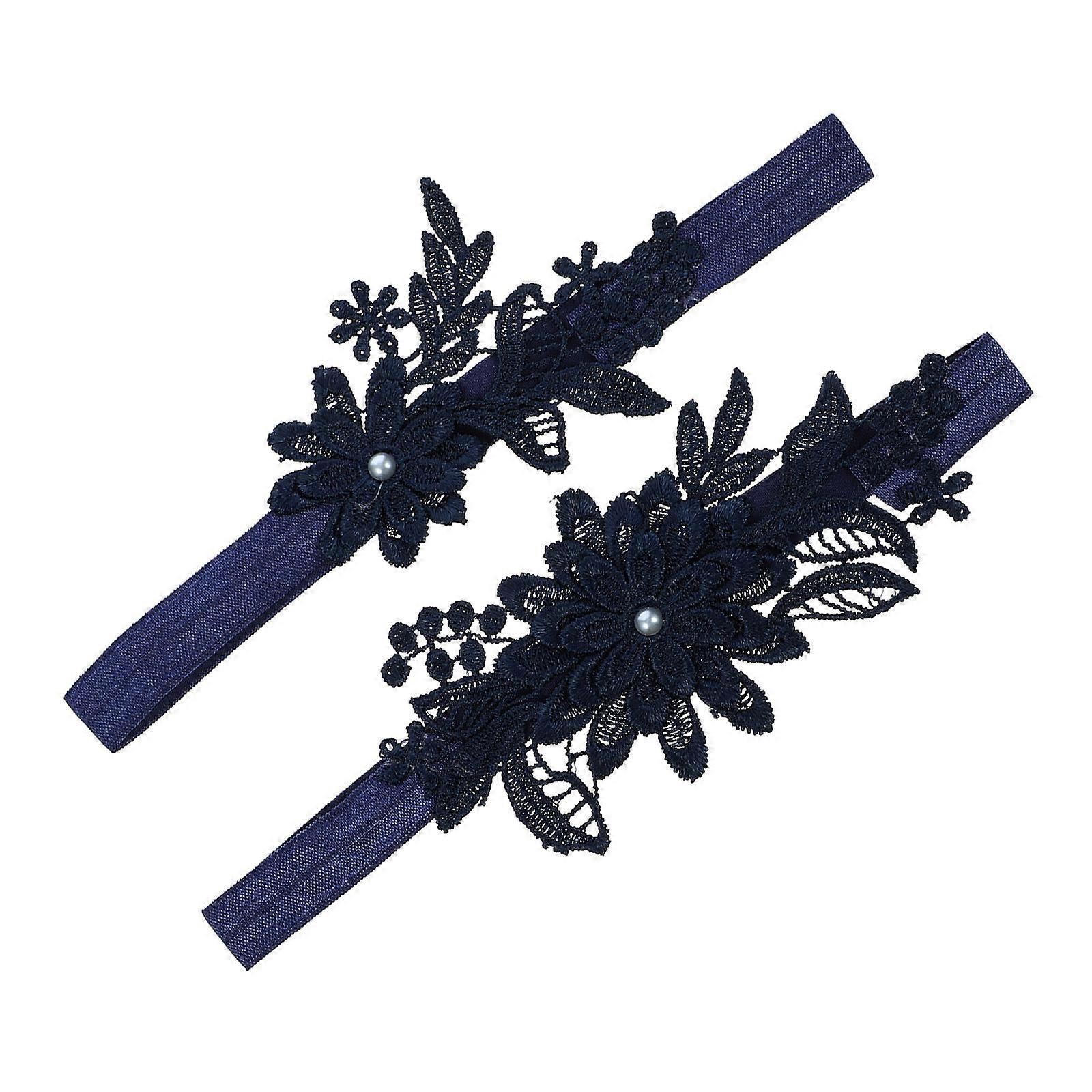 Wedding Garter For Brides With Lace Design Suitable For Wedding Ceremony Dark Blue Color Comfortable To Wear 1 Pair