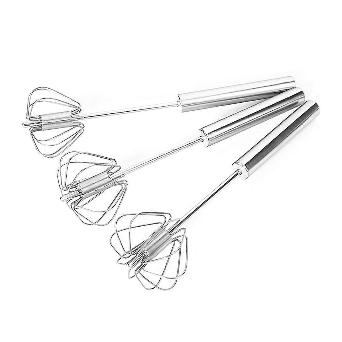 Whisk Hand Mixer Stainless Steel Kitchen Tool for Egg Beating 2Pcs Semi-Automatic