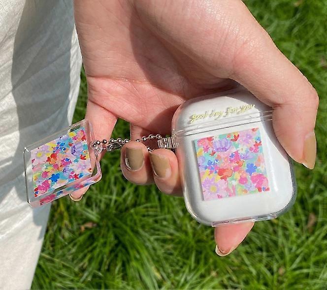 Cute Fresh Flower Earphone Case for AirPods 1 2 Pro Case Transparent TPU Air pods 3 Bluetooth Headphone Charging Box with Keychain~000552