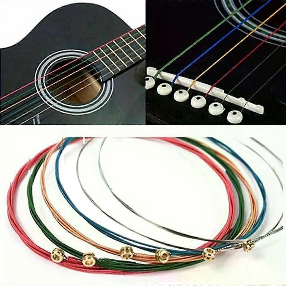 6Pcs/Set Multi Color Acoustic Guitar Strings Rainbow Colorful Guitar Strings E-A For Acoustic Folk Guitar Classic Guitar11