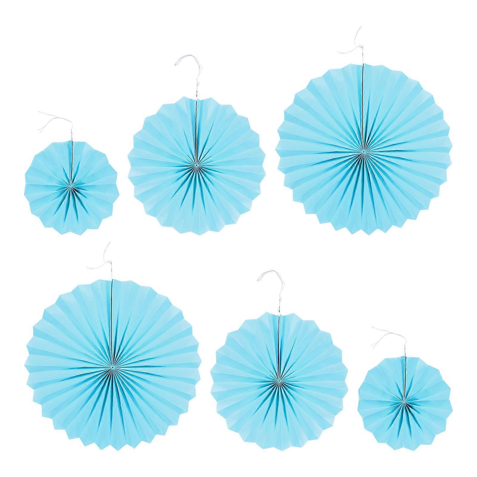Paper Fans Folding Fan for Decor Use 6Pcs Blue Paper Folding Fan Adorns Party