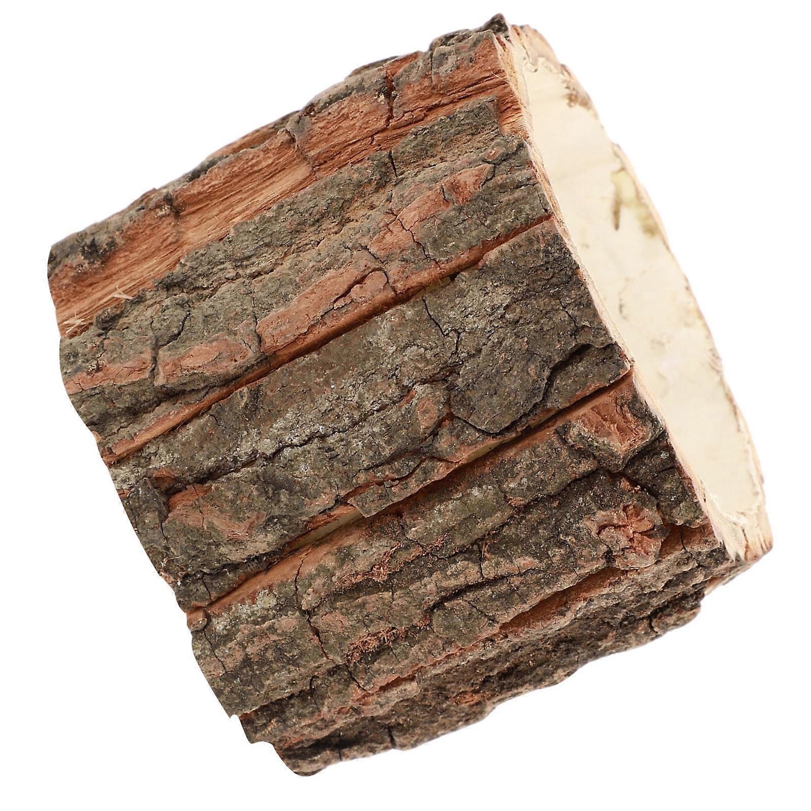 Wooden Flowerpot for Decoration 5Pcs Rustic Bark Design Flower Planter Set