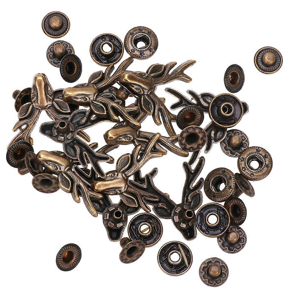 DIY Craft Accessories Zinc Alloy Retro Deer Shape Snap Button Set for Sewing 20Sets