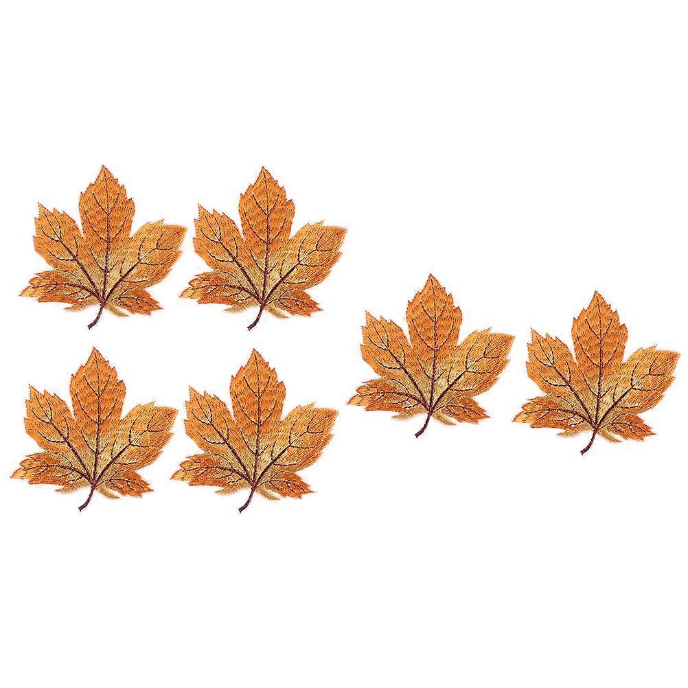 Maple Leaf Appliques for Clothing, Art and Home Decoration Using Golden Thread in 6Pcs