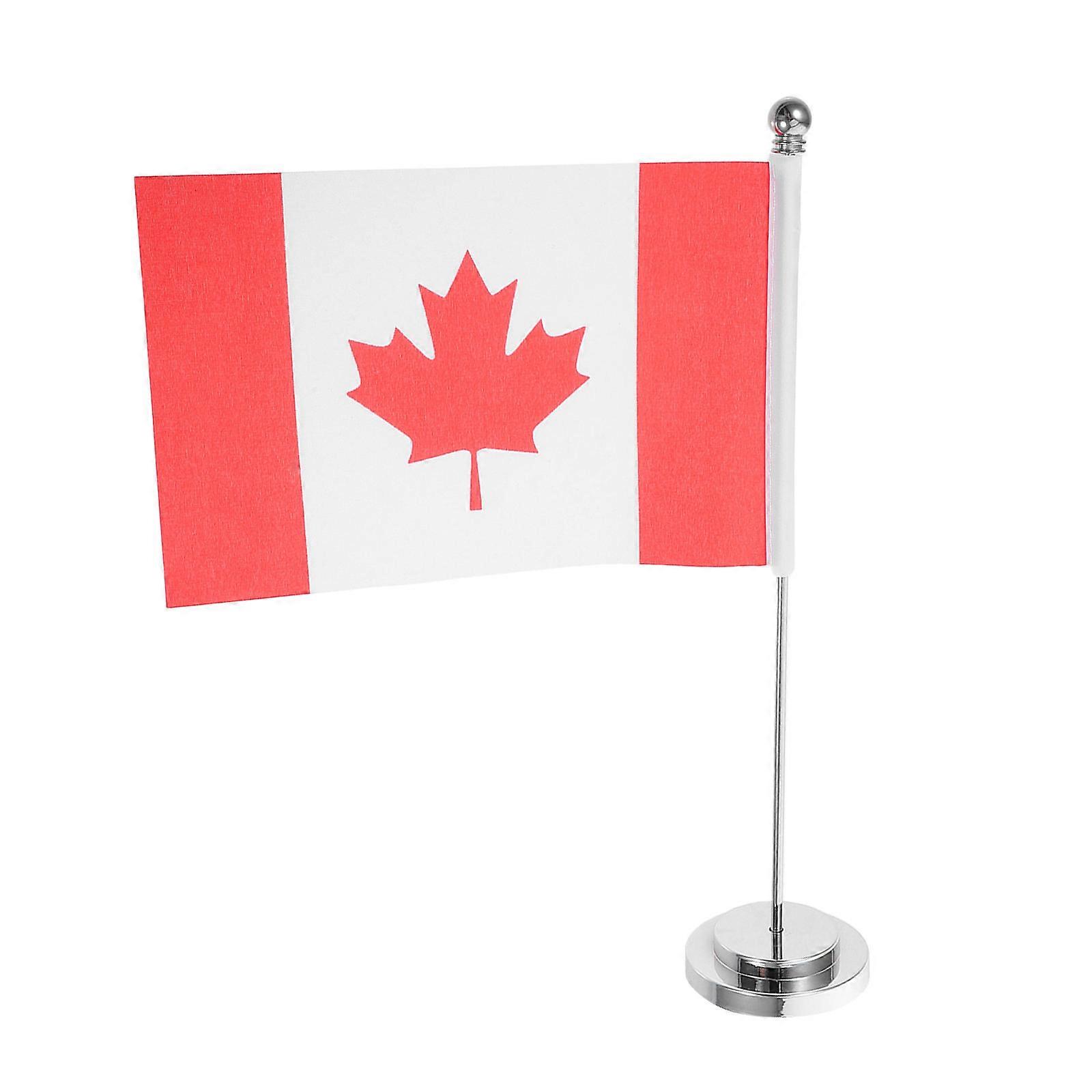 Mini Canada National Flag Desk Flag for Decoration 2Pcs Multi Color