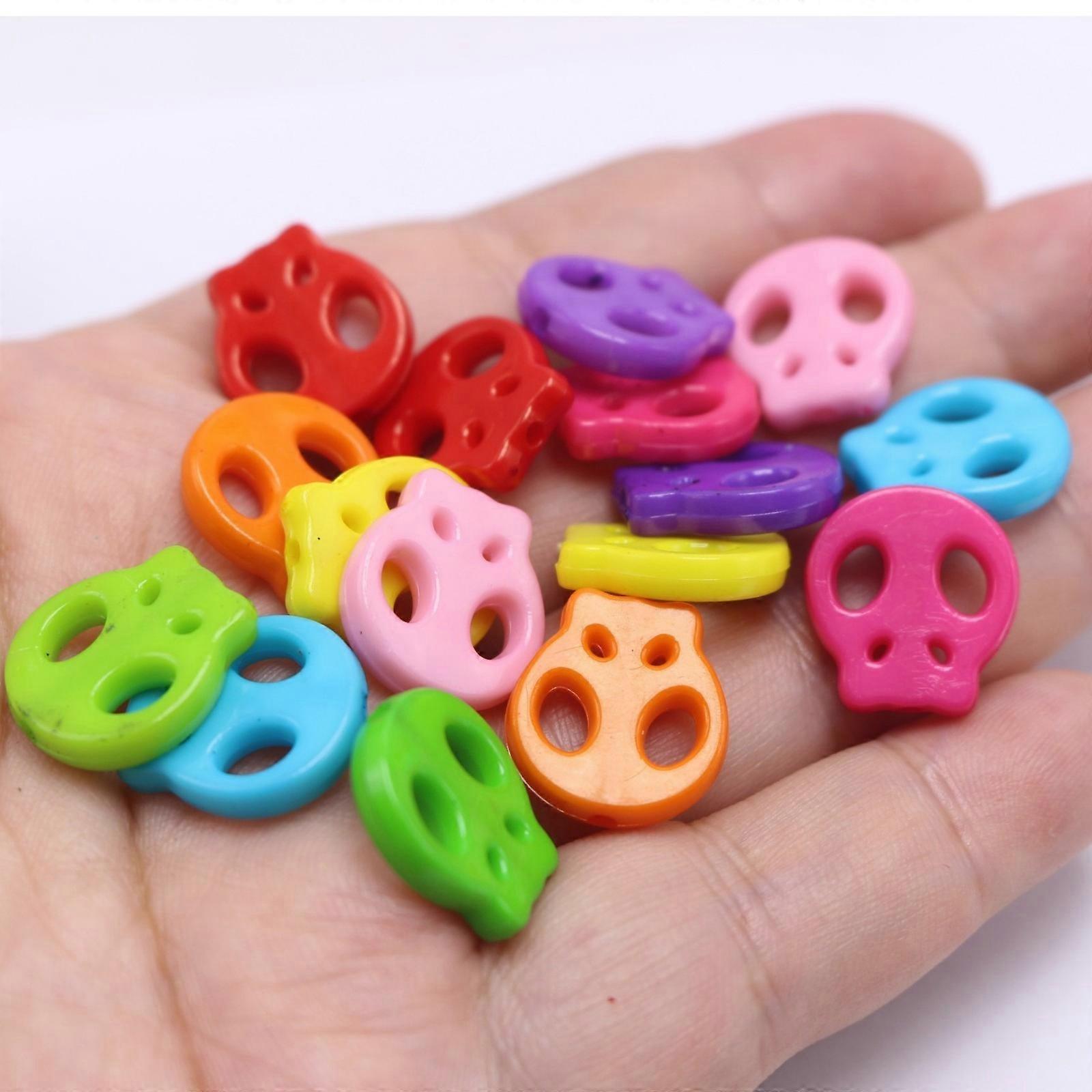 Craft Mixed Bright Color Charm Beads - Various Shapes Flower/Heart/Skull/Peace