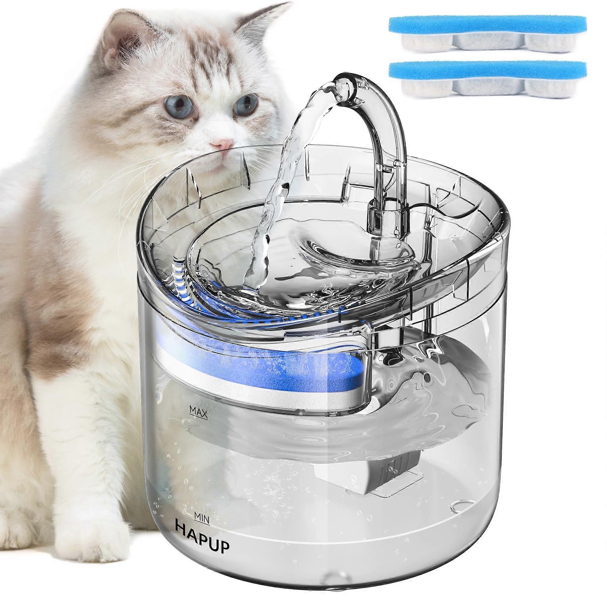 Cat Water Fountain 61Oz/1.8L Automatic Pet Drinking Fountain Upgrade 2 Replacement Filters Adjustable Silent Pump Indoor