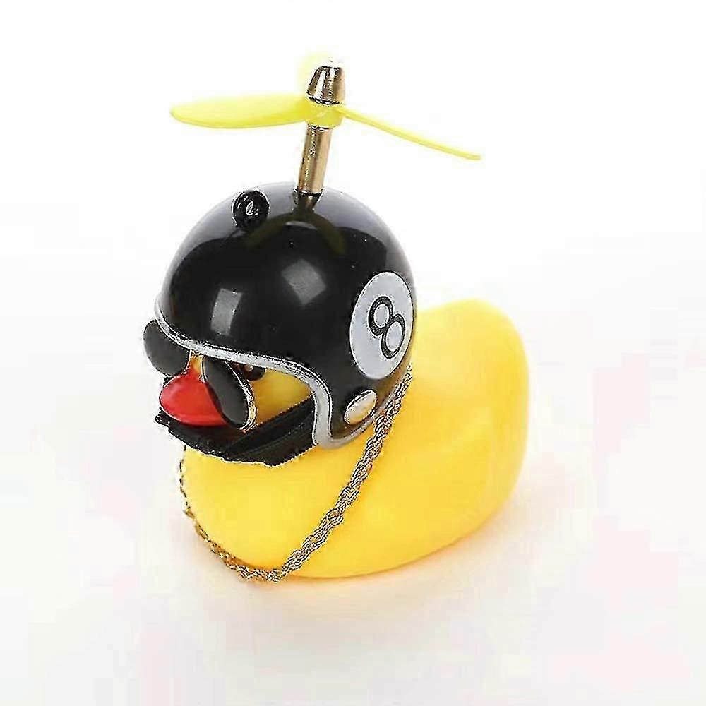 Jouet de canard en caoutchouc jaune avec casque d’hélice, décoration de voiture Petit canard jaune, vélo Cloche Canard
