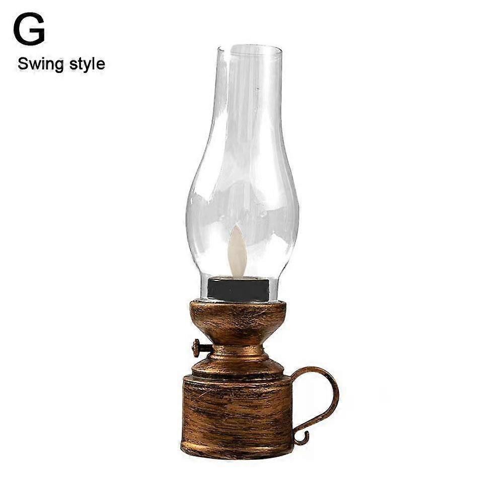 Vintage Style LED Kerosene Lamp with Flickering Flame Effect Antique Bronze Table Decor for Home Office and Festive Ambiance