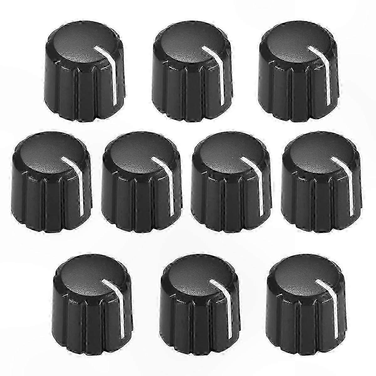 10-Pack D-Type 6mm Guitar Control Knobs for Volume and Tone, Black Replacement Potentiometer Knobs