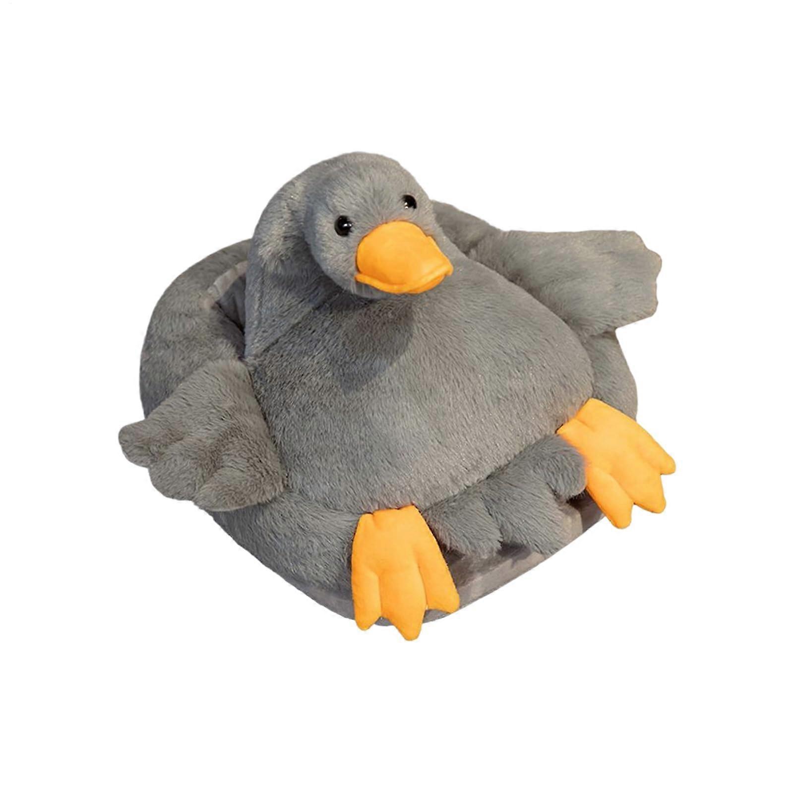 Heated Foot Rest Under Desk, Gray Plush Cotton, Swan Design, Ergonomic Foot Warmer With Pocket, 1 Piece, Quiet Operation