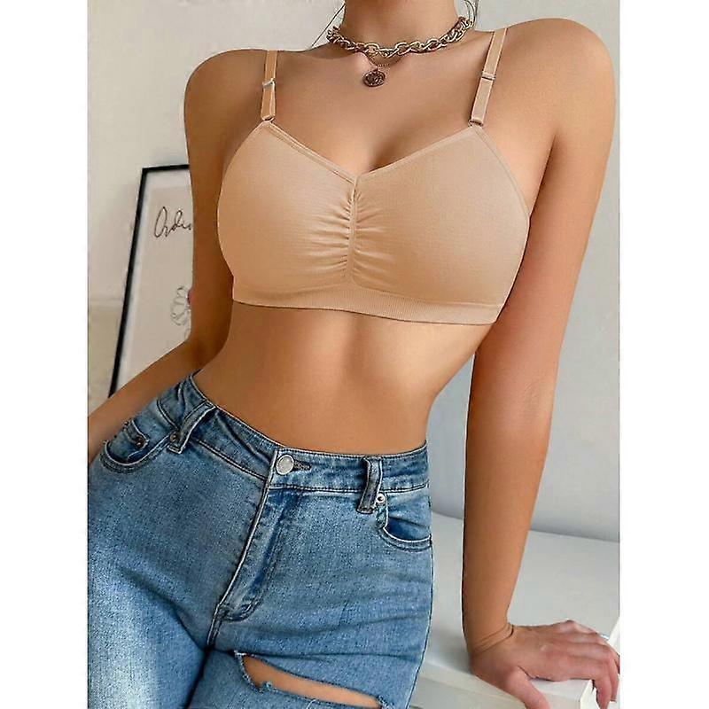 Chic Solid Ruched Bralette brasiers in varilla brasier para