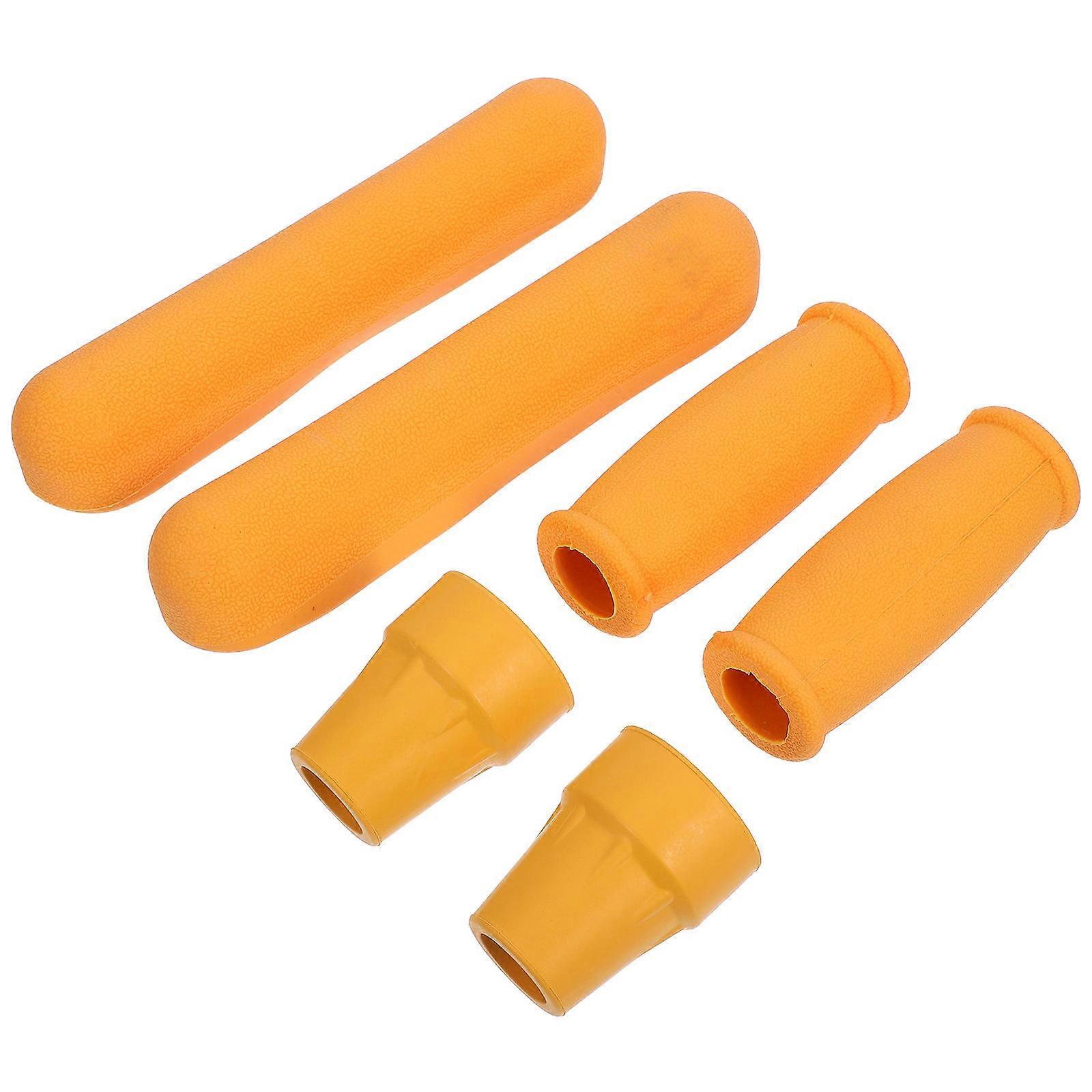 Replacement Crutch Pads for Walking Stick Anti-Slip Grip 6Pcs Orange