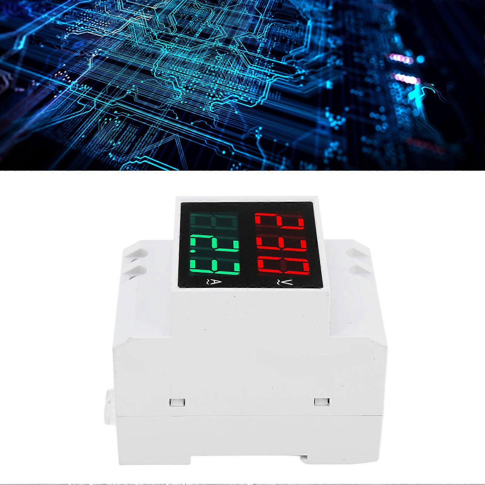 AC DIN Rail Meter Single Phase Dual LED Display Voltmeter Ammeter Voltage Current Meter AC80‑300V 0.1‑99.9A 