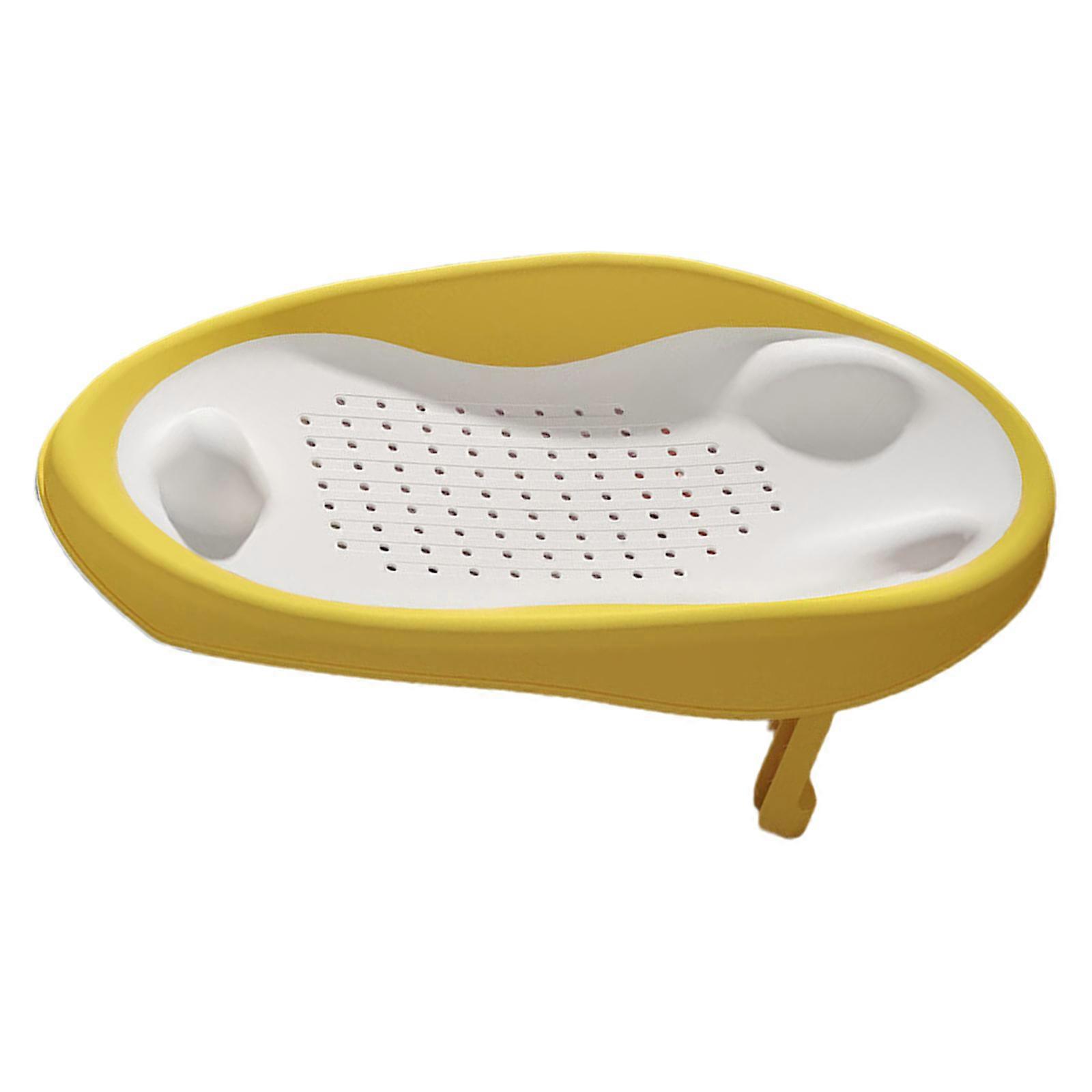 Foldable Baby Bathing Rack Shower Bed with Drain Hole Feature Foldable Design for Bathtub Sink or Home Shower Use  Yellow