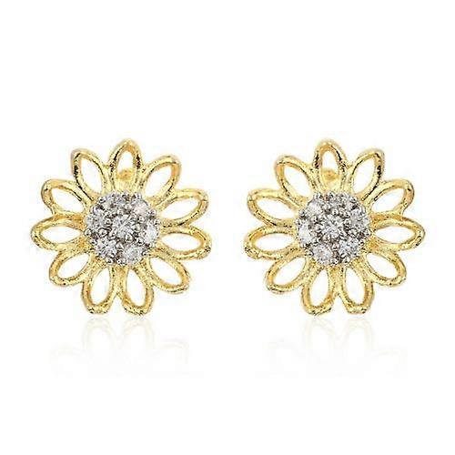 Two Tone Plated Flower Stud Earrings