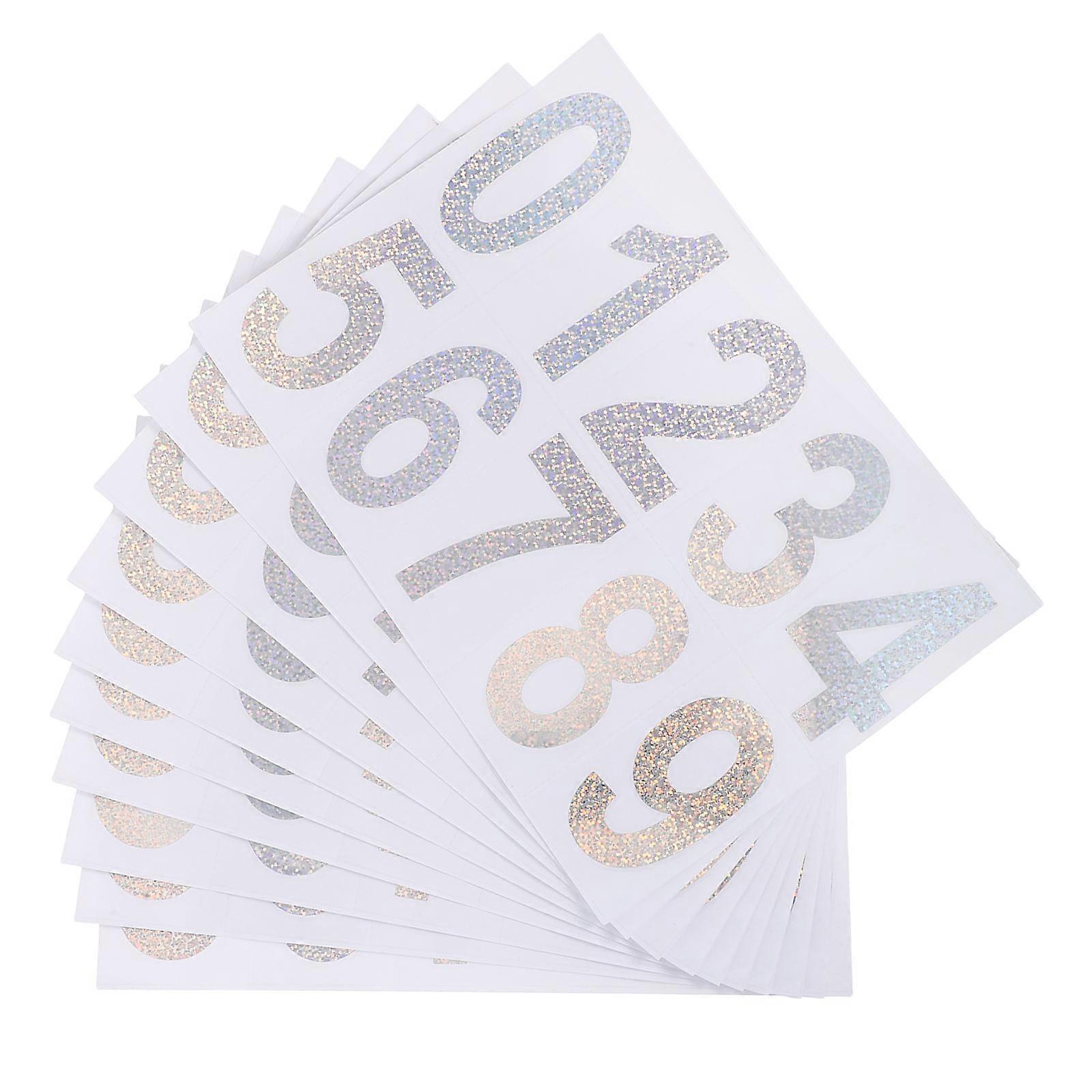Reflective Digital Number Stickers Waterproof for Garage and Mailbox Multi Pvc and Paper Self-Adhesive for Outdoor 10sets