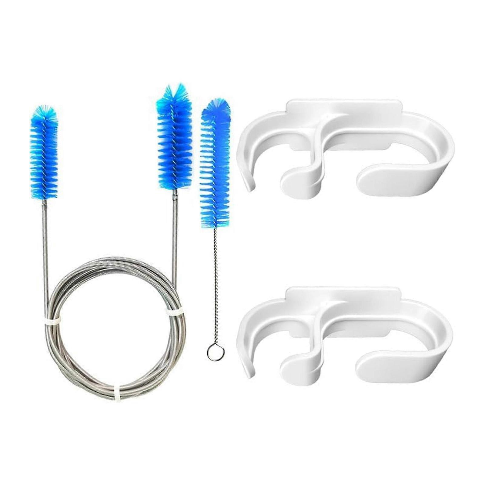 Flexible Curved Hose Brush Set with Stainless Steel Core Easy Storage Hook for Pipe Cleaning and Maintenance Use Multicolor