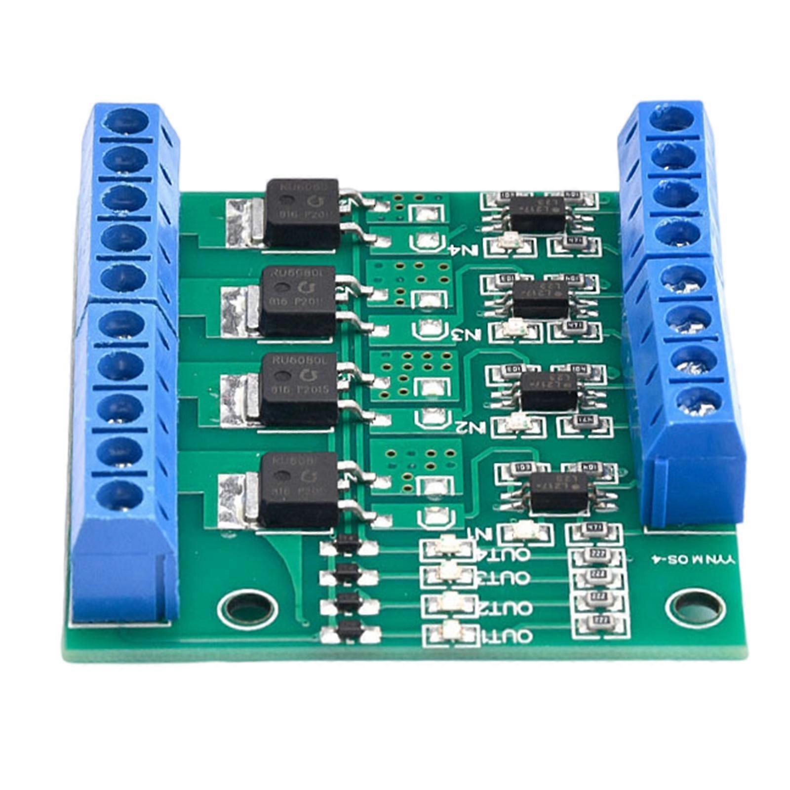 4-20V to 3.7-27V Driver Board PLC Amplifier Board Driver Module 4 Channel MOSFET Pulse Triggers Switches Controller Board Multicolor