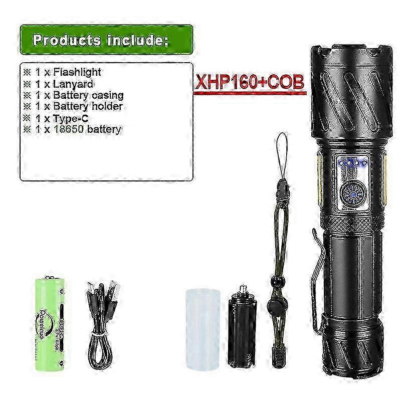 XHP360 High Power Flashlight Multi-Mode Zoom Torch Rechargeable Flash Light Waterproof Lamp Outdoor Camping Light