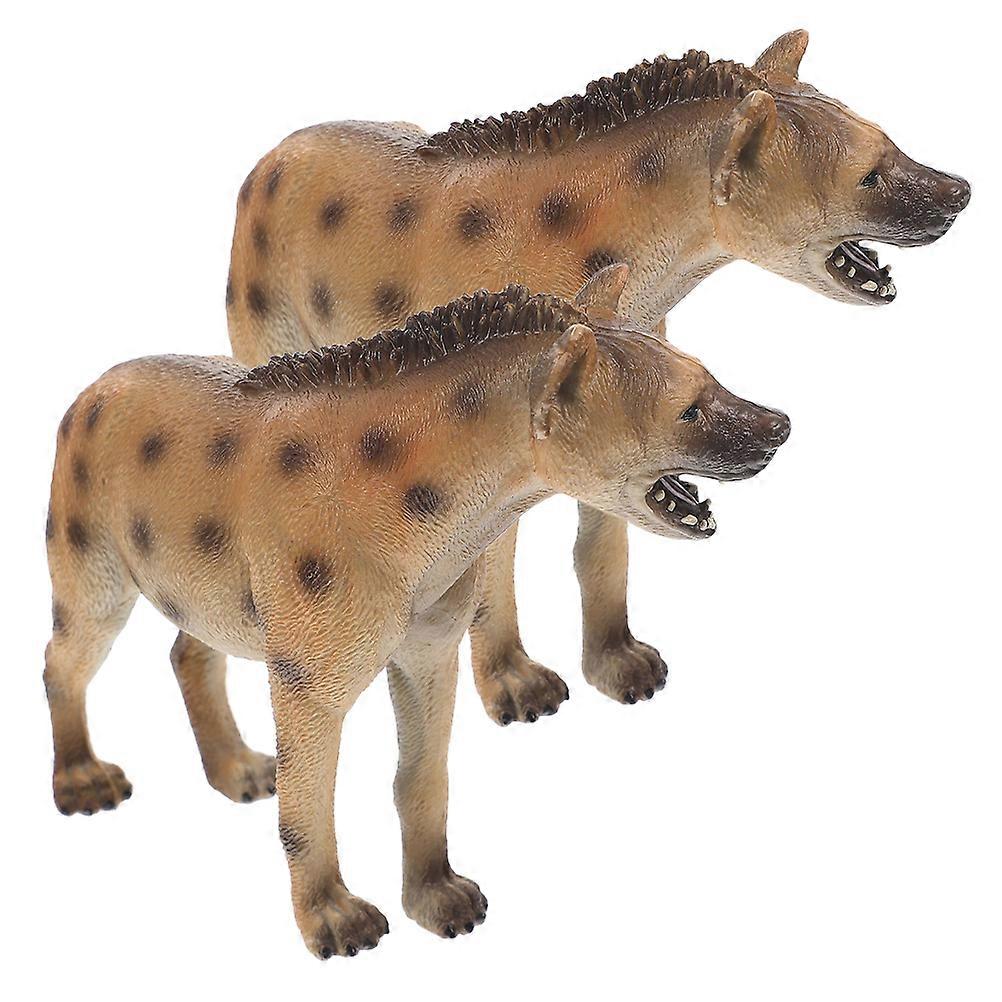 African Hyena Model Toy for Cognitive Learning 2Pcs Plastic Figurines