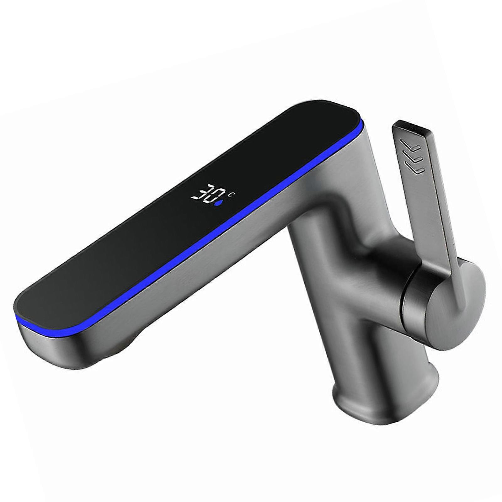 Practical Real Time Temperature Monitoring Faucet With 60cm Inlet Pipe Convenient for Enhances Bathroom Styles  Stone grey