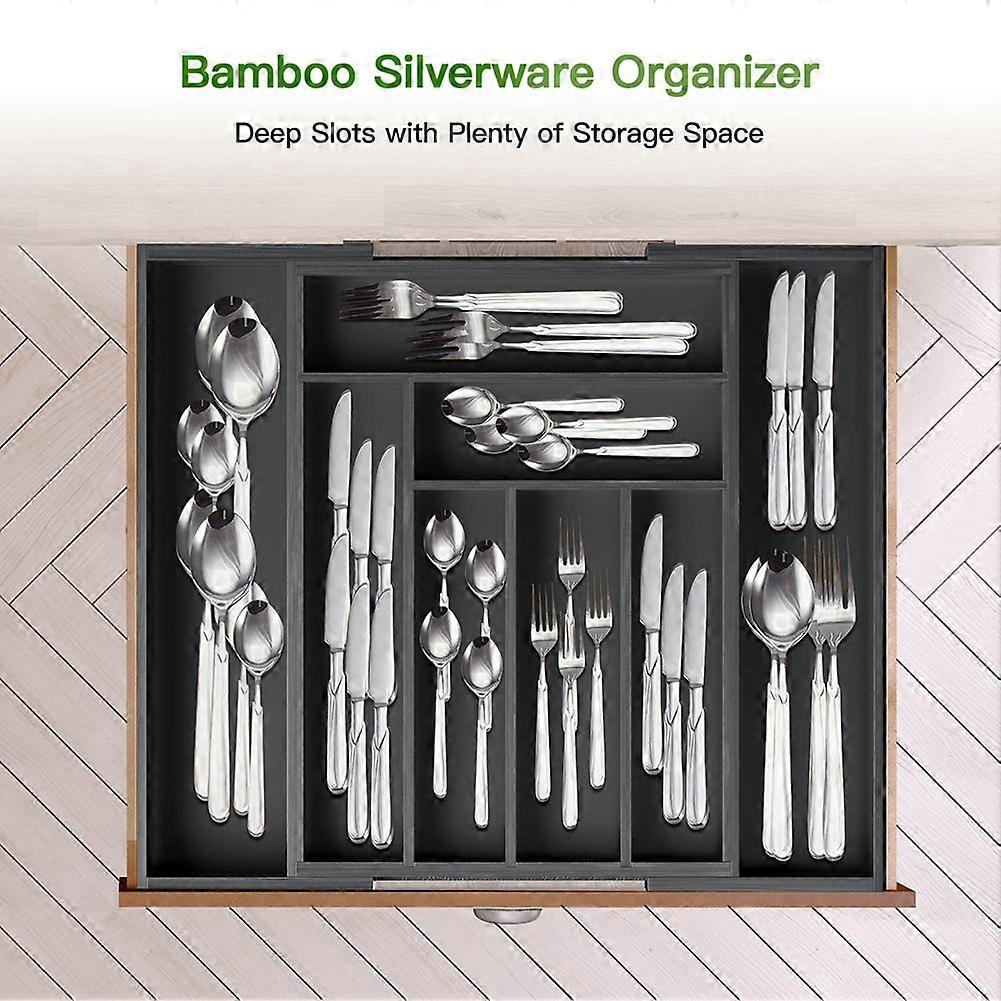 Bamboo Drawer Organizer Can Be Expanded. Kitchen Appliance Bracket Adjustable Tableware Tray