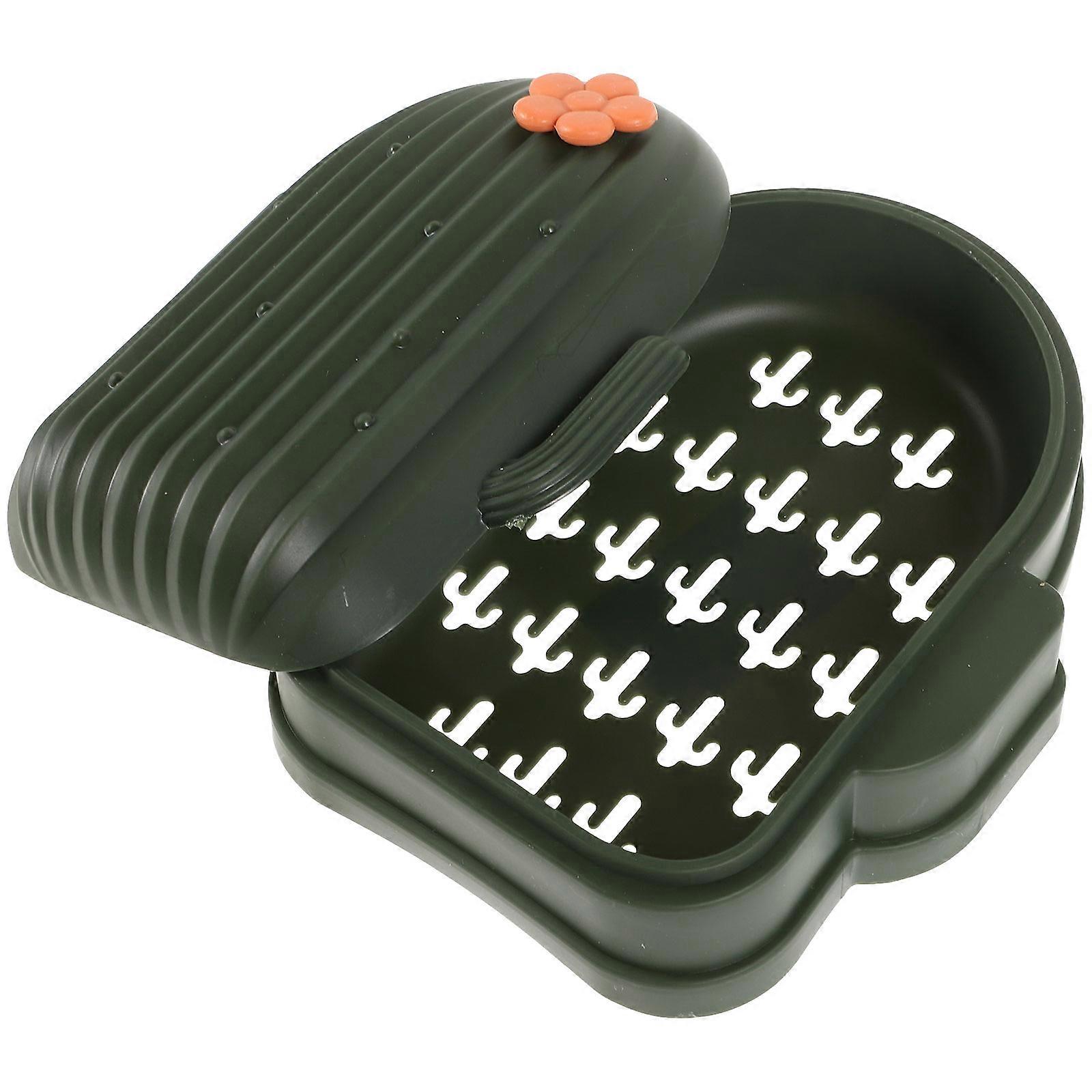 Plastic Cactus Soap Dish with Lid Soap Holder for Bathroom Storage